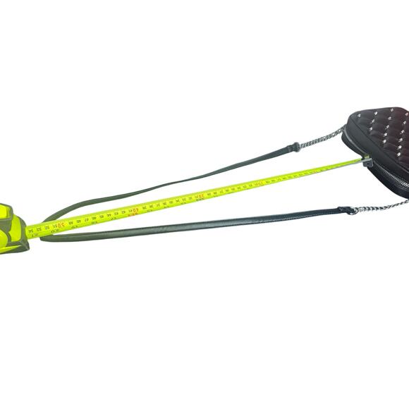 Rebecca Minkoff RM Studded Quilted Faux Leather Crossbody Bag Black Chain Strap - Picture 4 of 10